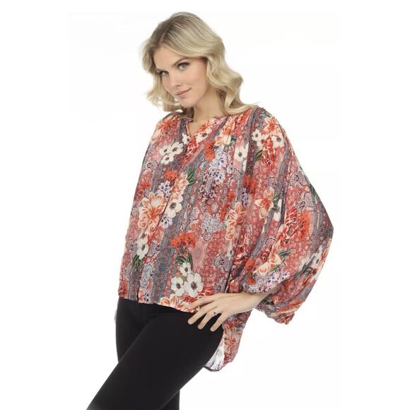Johnny Was Jade Ingrid Floral Blouse Boho Relaxed Button Down Shirt Size XS - Picture 2 of 10